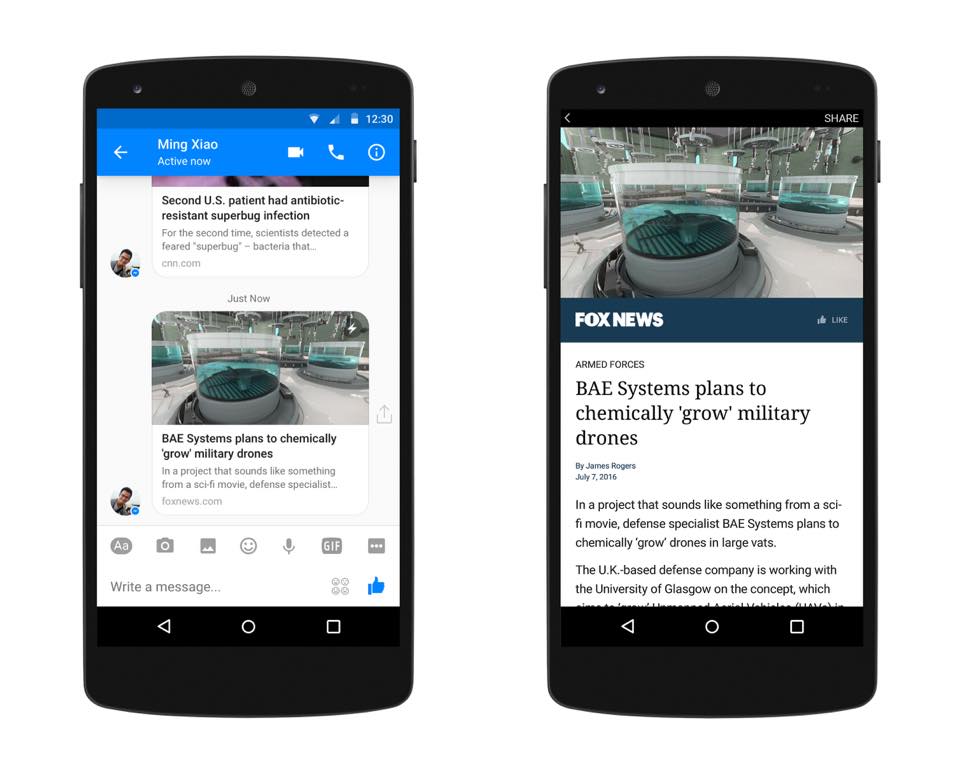 Facebook Instant Articles Comes To Messenger