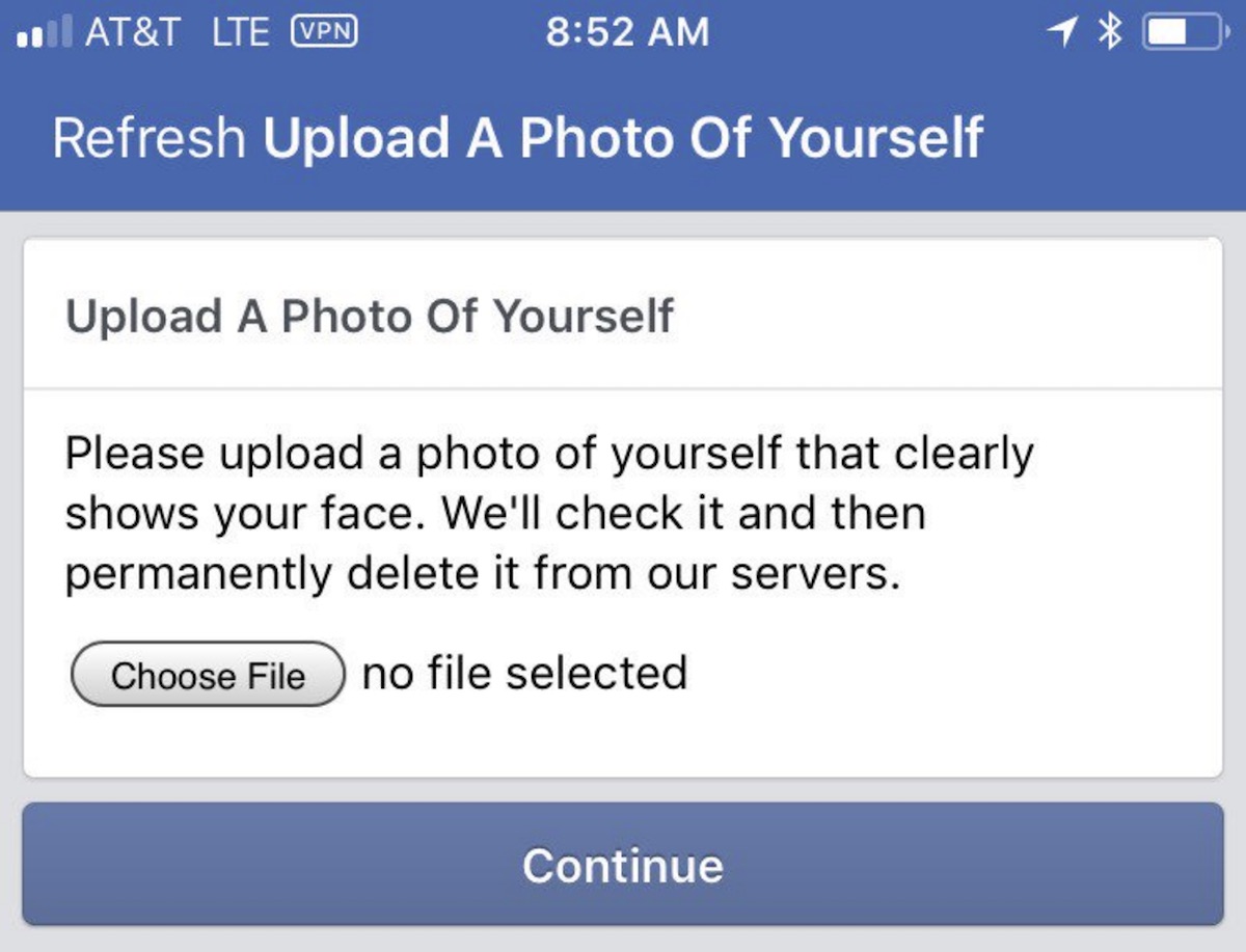 Facebook uses Your Photo As Login Authentication In Cases Of Suspicious Activity