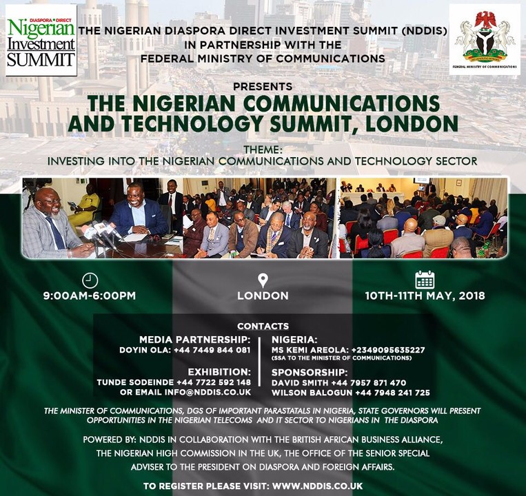 Press Release: NDDIS First-ever Nigerian Communications and Technology Summit to hold in London on May 10 -11