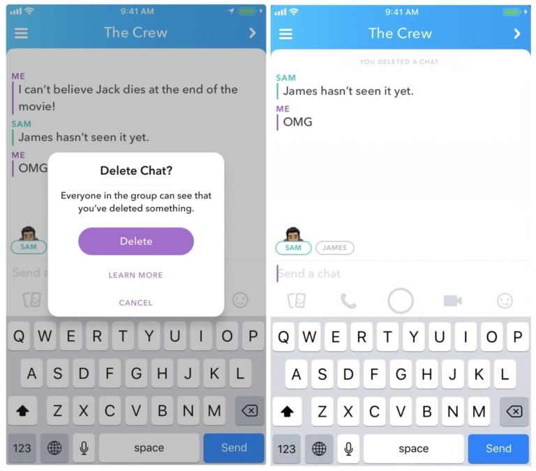 Snapchat Update Lets You Delete Sent Messages