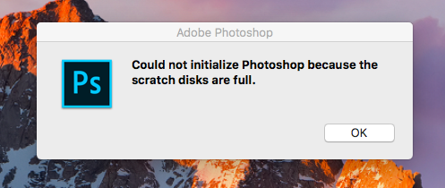 Fix “Could not initialize Photoshop because the scratch disks are full” In Mac